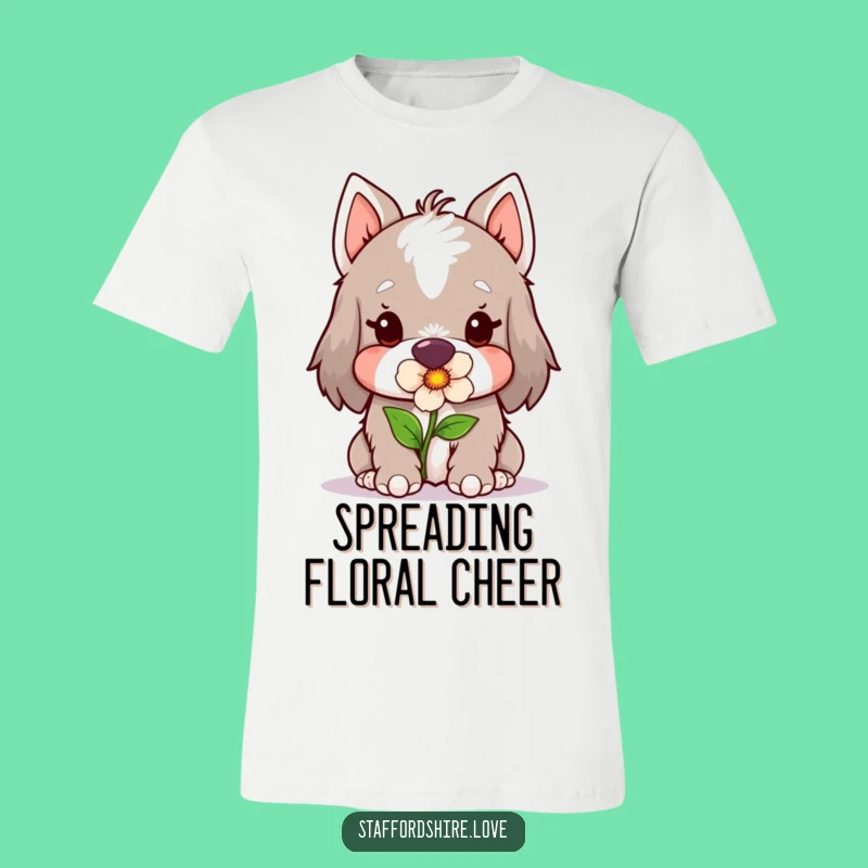 Funny Kawaii Staffordshire T-Shirt: Sweet Flower Gesture for Dog Lovers