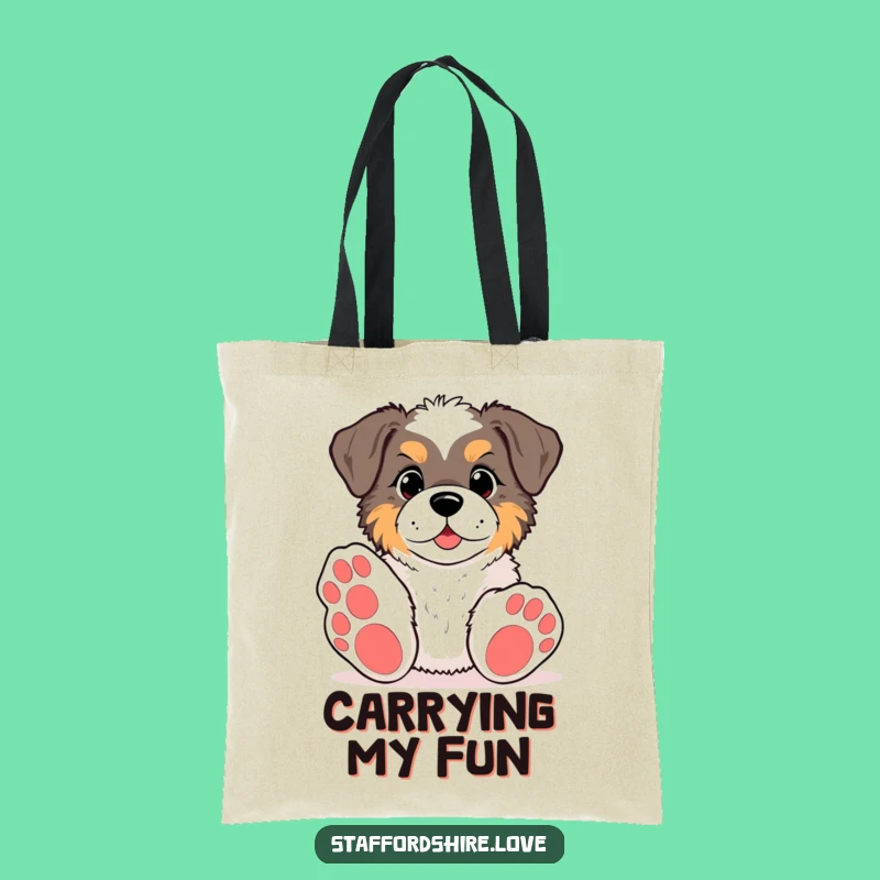 Funny Kawaii Staffy Paws Tote Bag: Spacious and Hilarious Playful Pup Tote