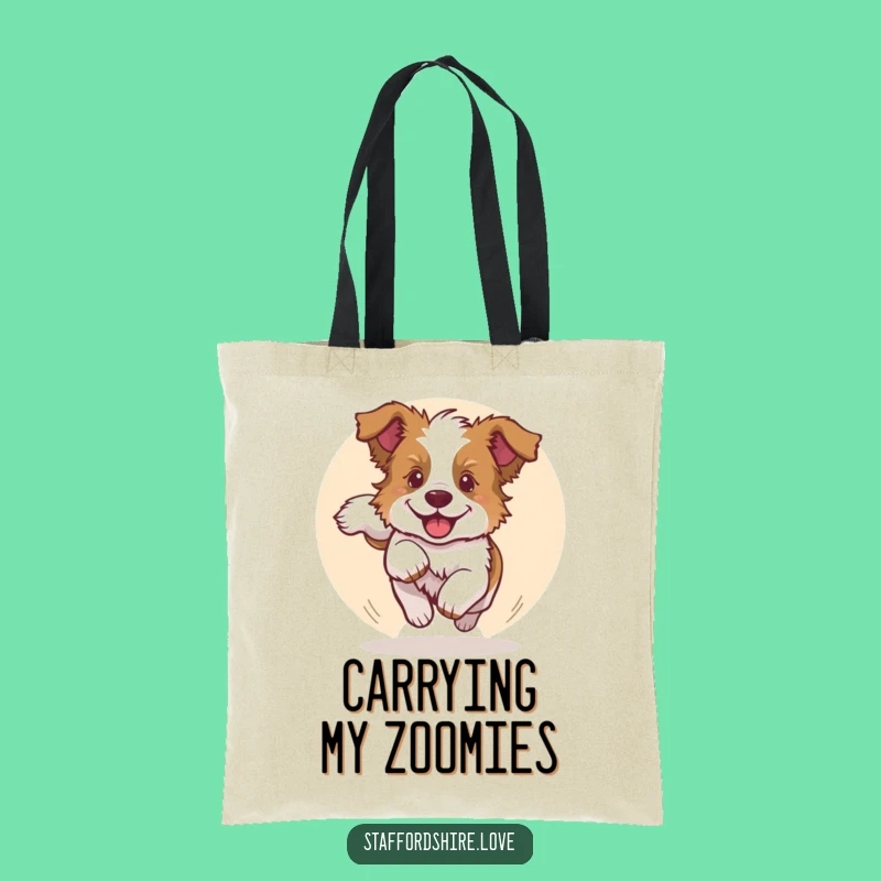 Funny Staffy Pup Tail Chase Tote Bag: Chic Dog Accessory Gift