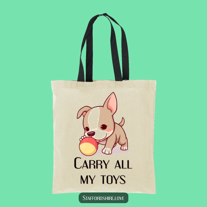 Funny Kawaii Staffie Puppy Tote Bag - Cute Toy Hunter Accessory, Perfect Funny Gift!