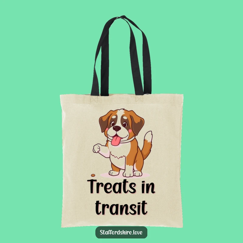 Funny Saint Bernard Treat Jump Tote Bag - Eco-Friendly & Hilarious Pet Accessory