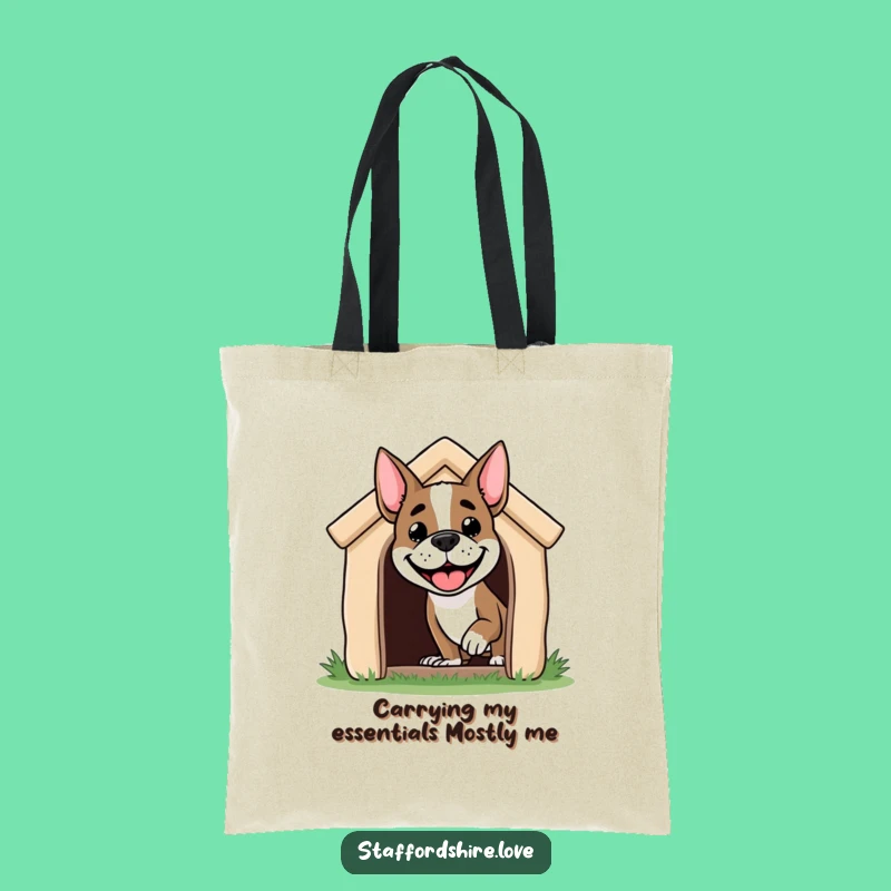 Funny Staffordshire Dog Tote Bag: Cheerful Doghouse Friend, Stylish & Hilarious Gift!