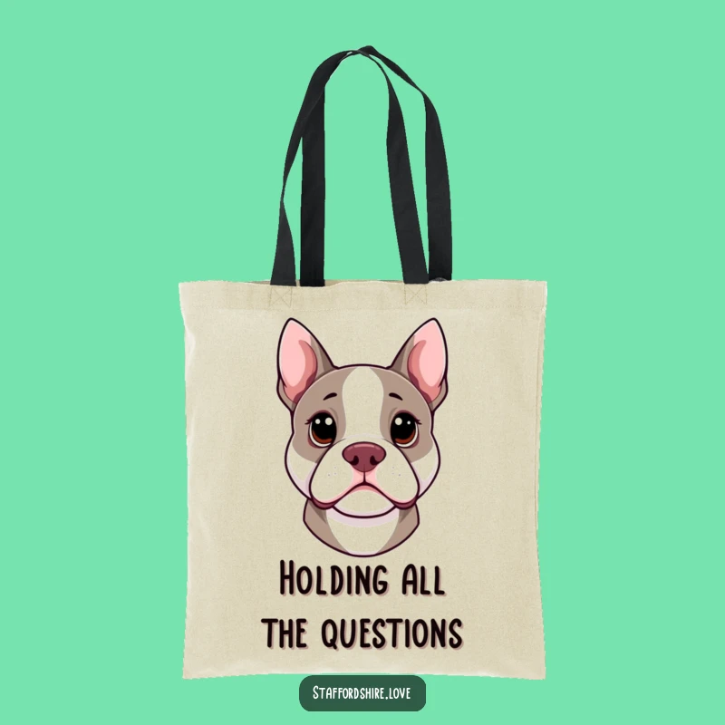 Funny Kawaii Staffy Tote Bag - Carry Your Dog Love with Curious Style