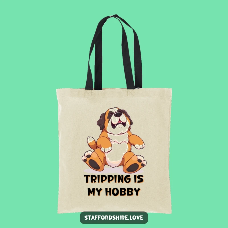 Funny Saint Bernard Tripping Tote Bag: Carry Your Essentials with This Hilarious Dog Accessory